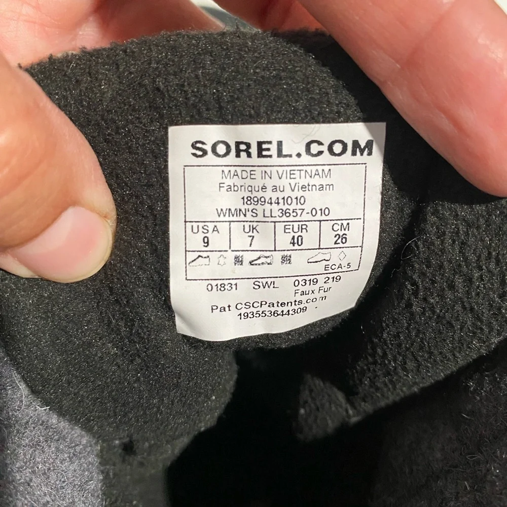 Sorel Women’s Meribel Lace‎ Up Black Leather  Boot Size 9 Style LL3657-010